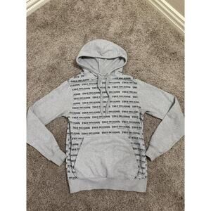 True Religion Lounge Hoodie Mens All over Print Brand Print Gray | Size Small